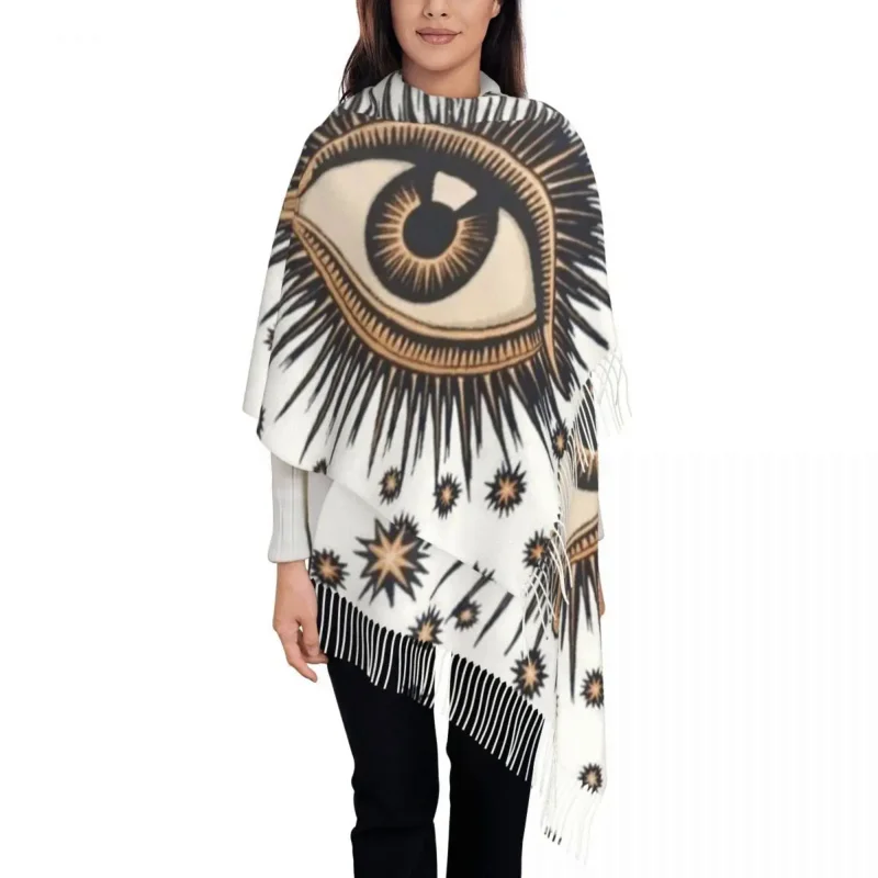 

Personalized Printed Vintage Turkish Evil Eye Scarf Women Men Winter Fall Warm Scarves Nazar Amulet Pattern Boho Shawl Wrap