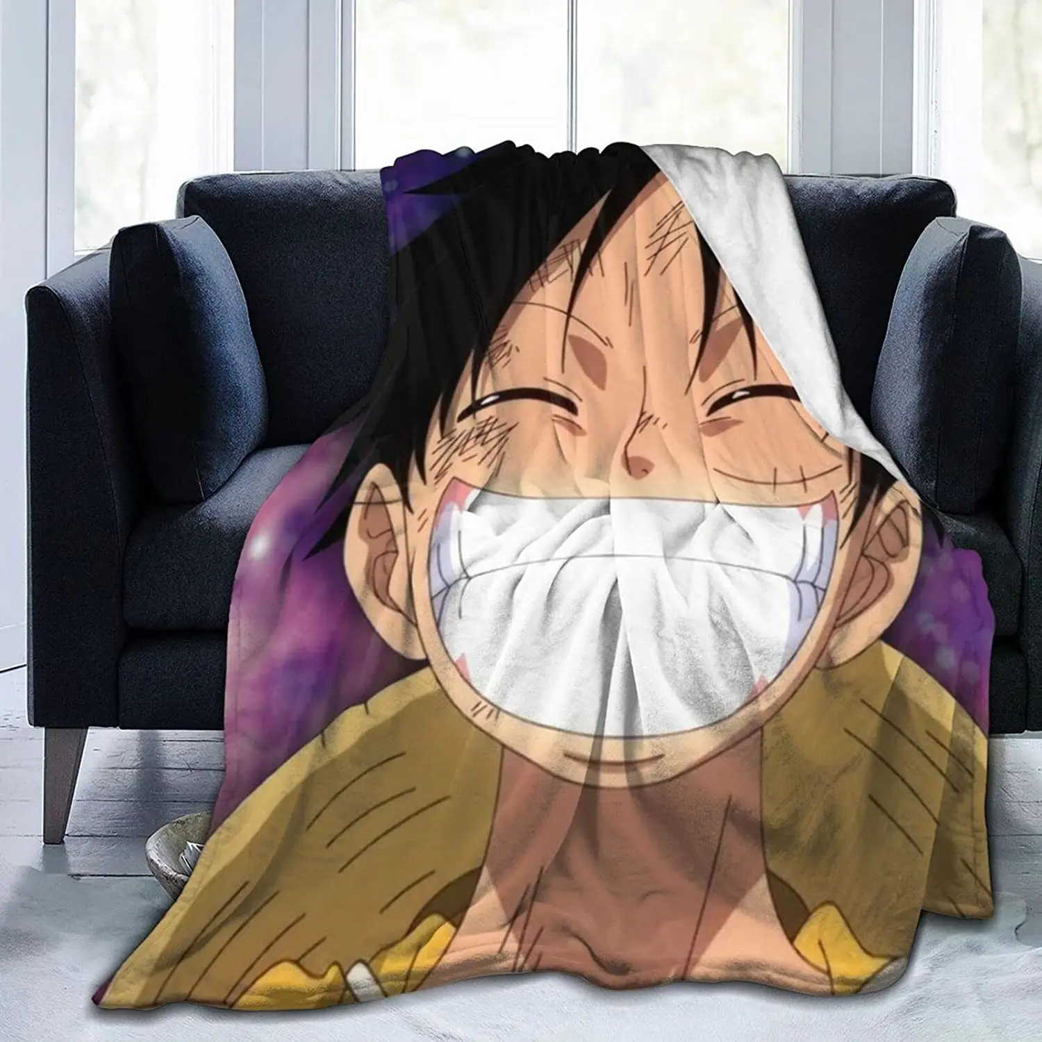 

Monkey D Luffy Smile Soft Flannel Blanket Lightweight Fleece Blanket Air Conditioner is Suitable for Bedroom Living Room Sofa