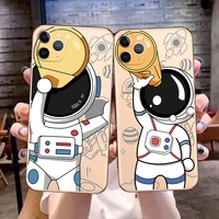luxury catoon astronaut phone cover for iphone 11 12 13 pro max x xr xsmax 6 6s 7 8 plus 12 13 mini clear soft silicone tpu case