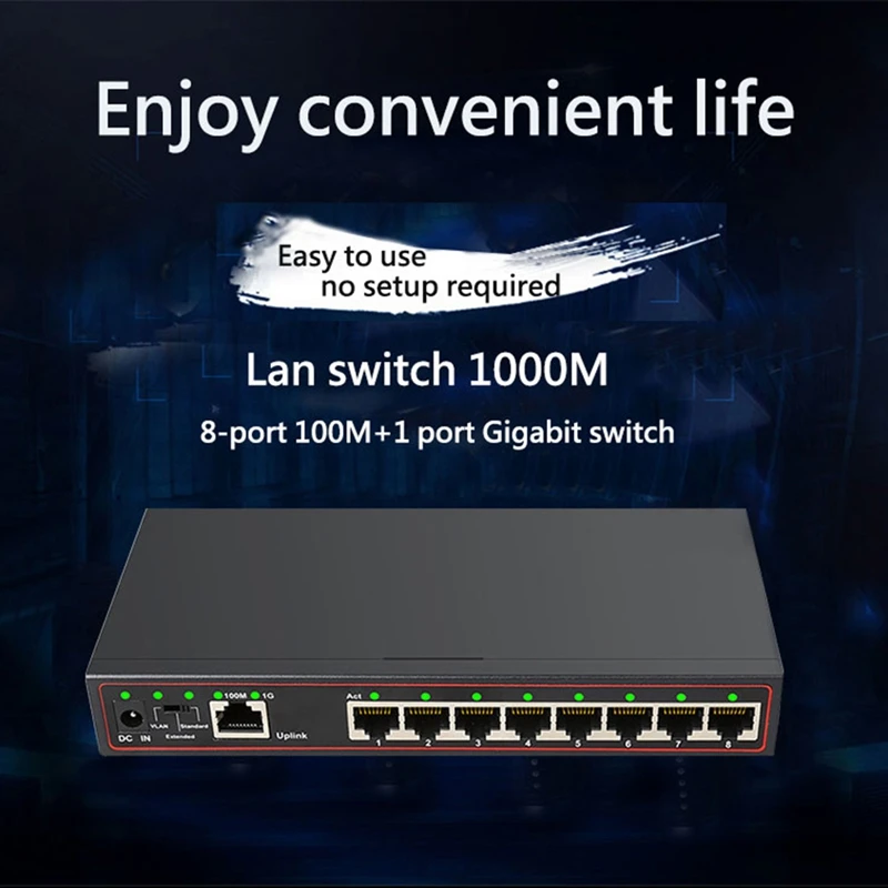 Ethernet-коммутатор гигабитный 9 портов 100 Мбит/с |
