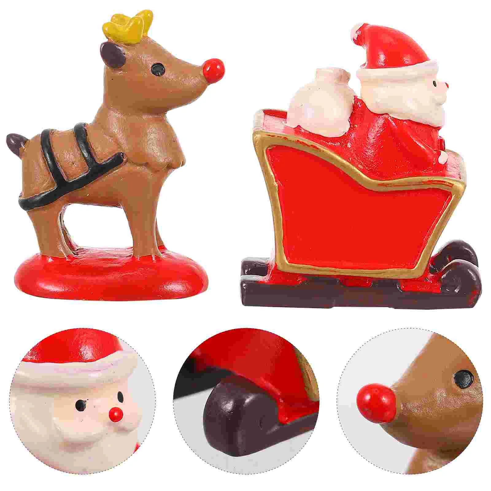 

2pcs Novel Christmas Household Adornment Resin Decoration Deer Santa Claus