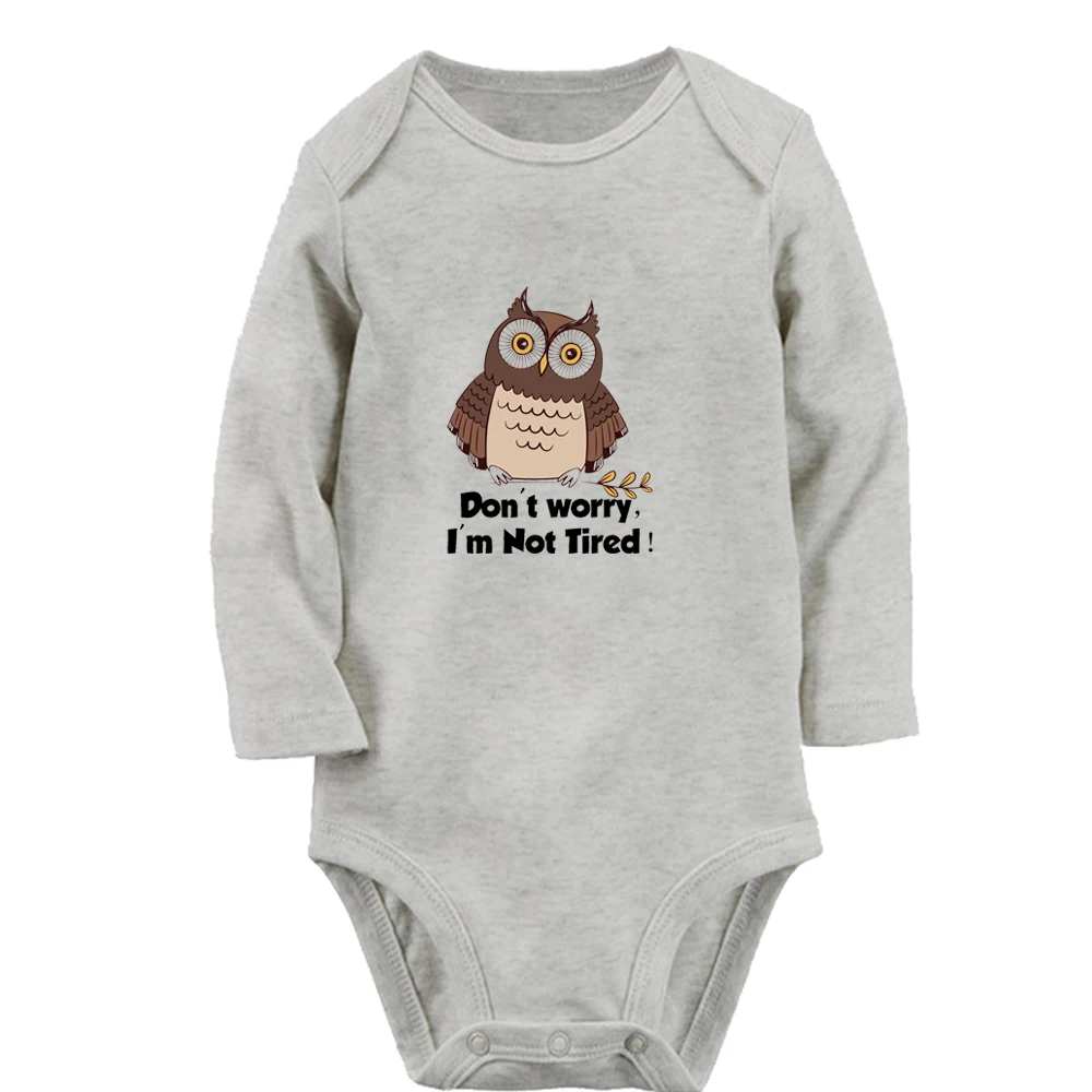 

Little Owl Don't Worry I'm Not Tired Cute Baby Rompers Boys Girls I Take Nap But I Stay Woke Fun Bodysuit Long Sleeves Jumpsuit