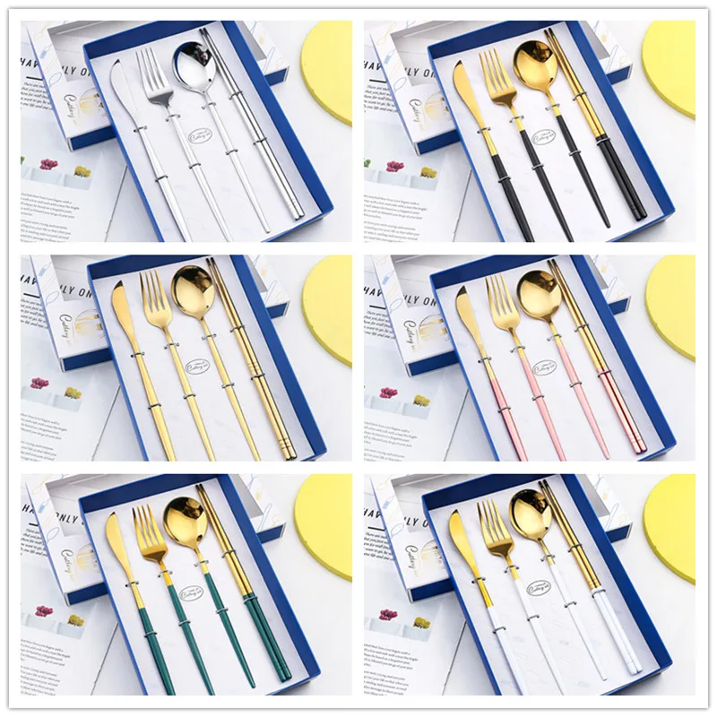 4 шт. Столовое серебро из нержавеющей стали набор столовых приборов нож для