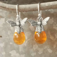 2022 cute bee animal drop earrings statement wedding jewelry fashion yellow resin pendant earrings for women accessories