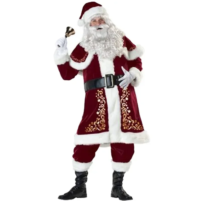 Santa Claus costumes Christmas Adult Women Deluxe Party Role Play Mrs Costume Long Dress Red Velvet
