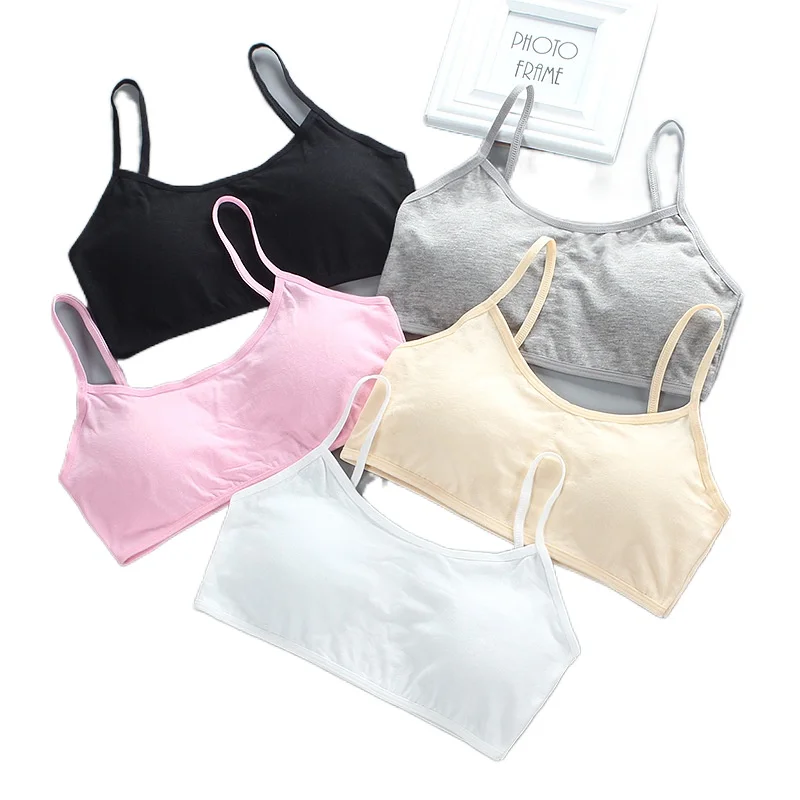 

2PC Girls Bras 8-16T Adolescente Girl's Sport Training Bras 14 Cotton 12 Kids Tops Underwear Teens Bras with Pad White Pink 10