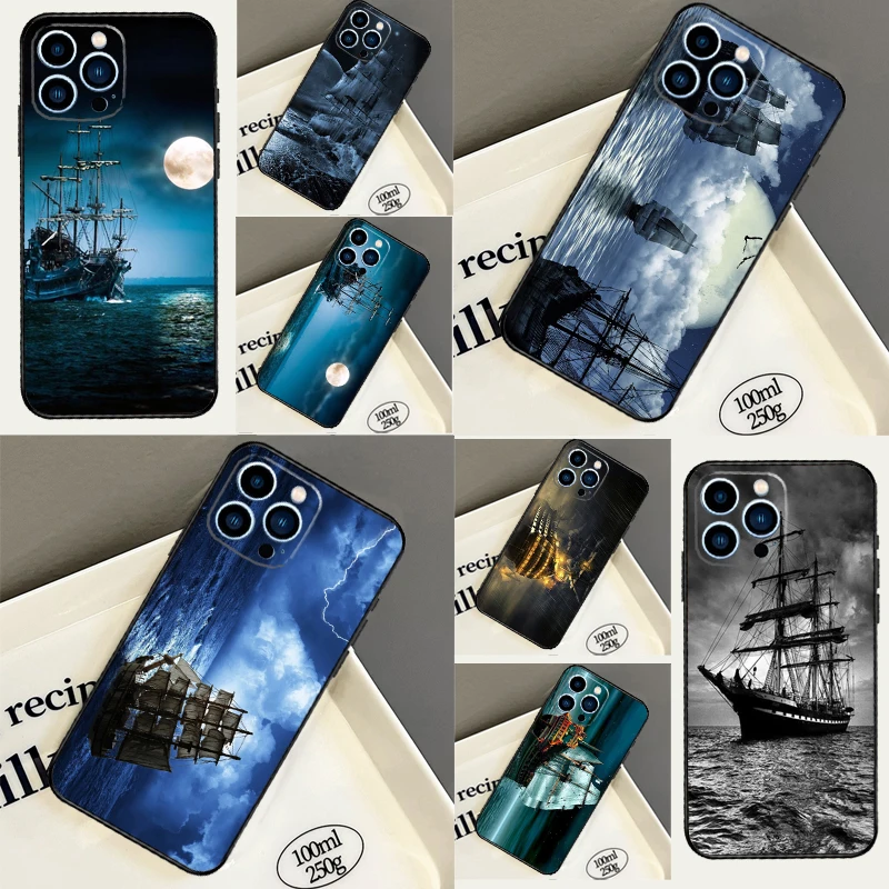 Фото Чехол «Старый корабль в море в лунную ночь» для Xiaomi 17 Pro Max 14 15 13T 14T 15T Pro POCO F8 Ultra F7 F5 F6 X5 X6 X7 X8 Pro №1