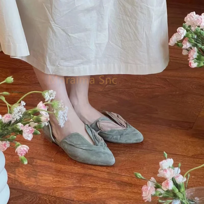 Niche Retro Flats Women Shoes 2023 Spring New French Sandals All-Match Slip On Petal Mary Jane Shoes Lady Daily Work Shoes