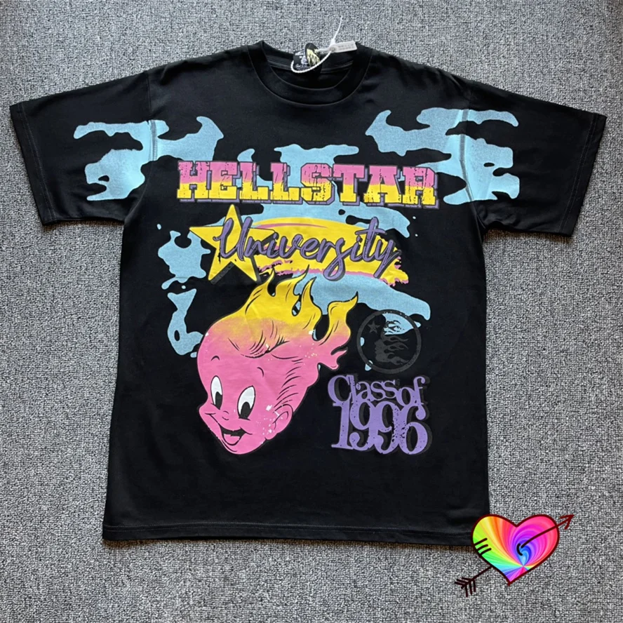 

2023 Hellstar Studios University Tee Men Women 1:1 Path To Paradise Hellstar T-shirt Oversize Black Tops Short Sleeve Crewneck