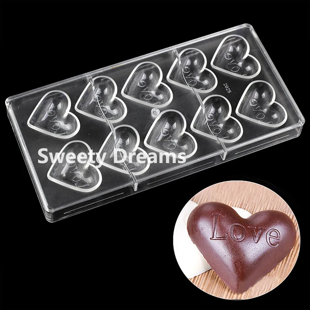 

3D Heart Shape Polycarbonate Chocolate Mold For Baking Pastry Bonbon Candy Mould Confectionery Tool Bakeware