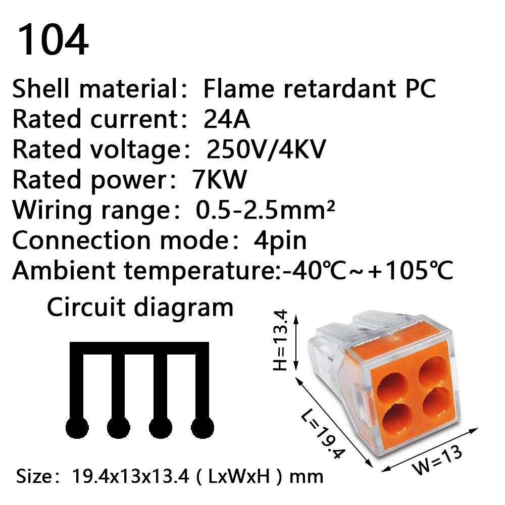 Wire Connectors 102/104/106/108 Compact Mini Fast Wiring Cable Conector For Junction Box Conductors Push-in Terminal Block |