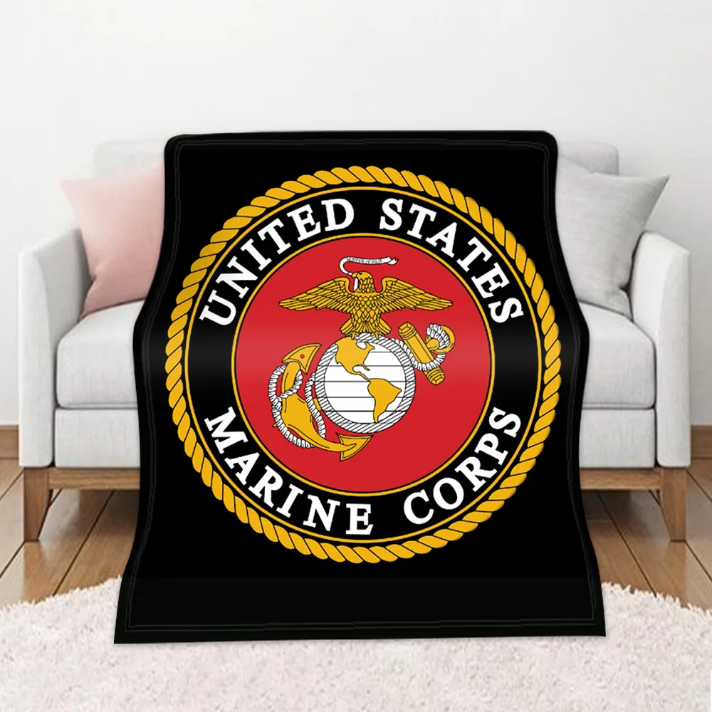 

Soft Sherpa Fleece Throws Blankets for Beds Sofa Couch United States Marine Corps Pattern Quilts Soft Warm Office Nap Knee Cover