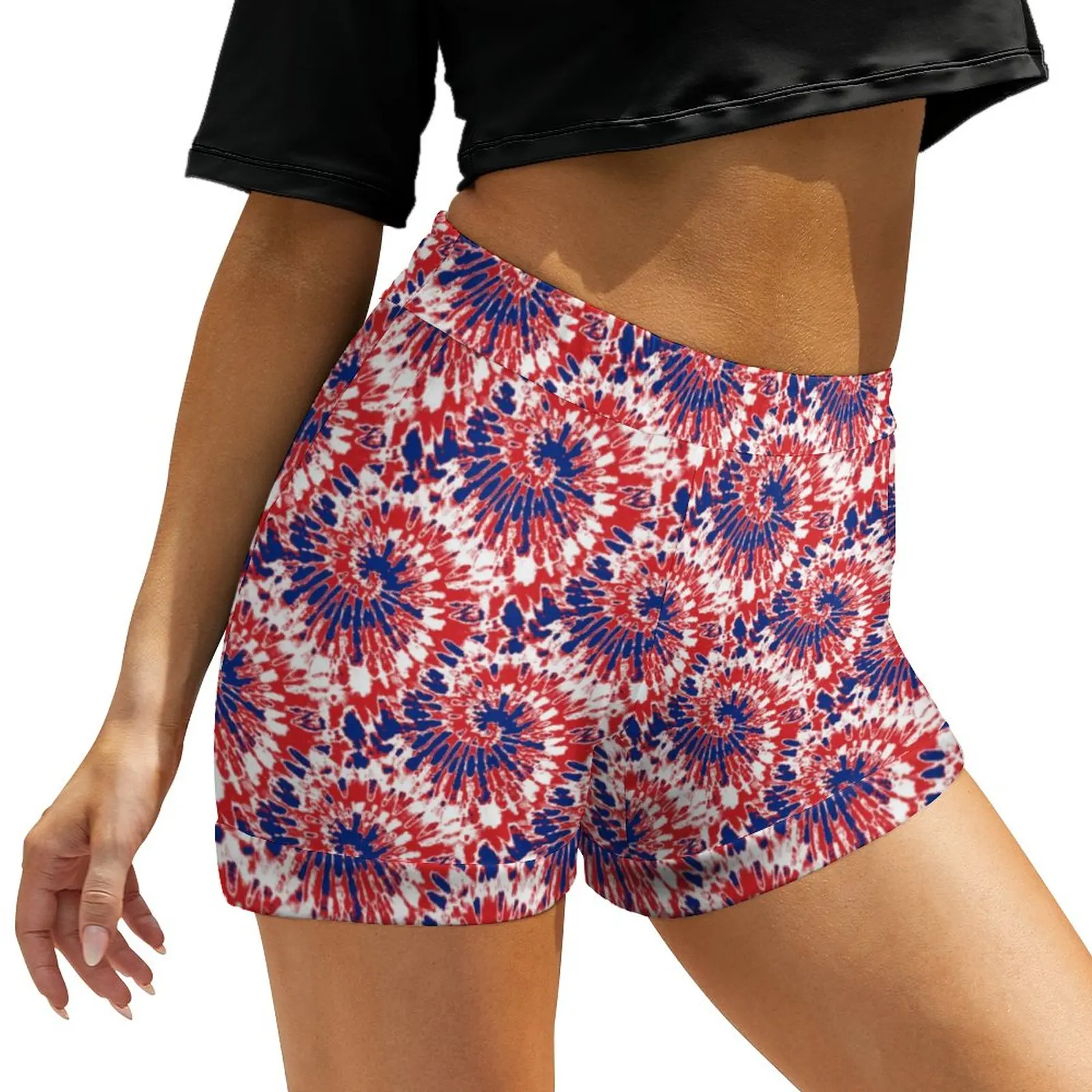 

Firework Tie-Dye Shorts Red White Blue Night Club Shorts Printed Short Pants Summer Streetwear Bottoms Big Size 2XL 3XL