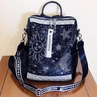 luxury brand women backpack rhinestone soft leather school bag large capacity multi pocket travel backpacks top quality mochilas