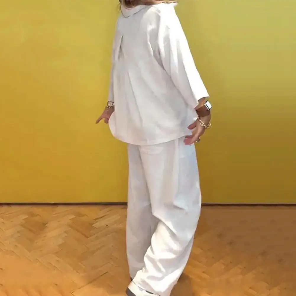 Женский костюм из двух предметов стильный двубортный пиджак и брюки с широкими