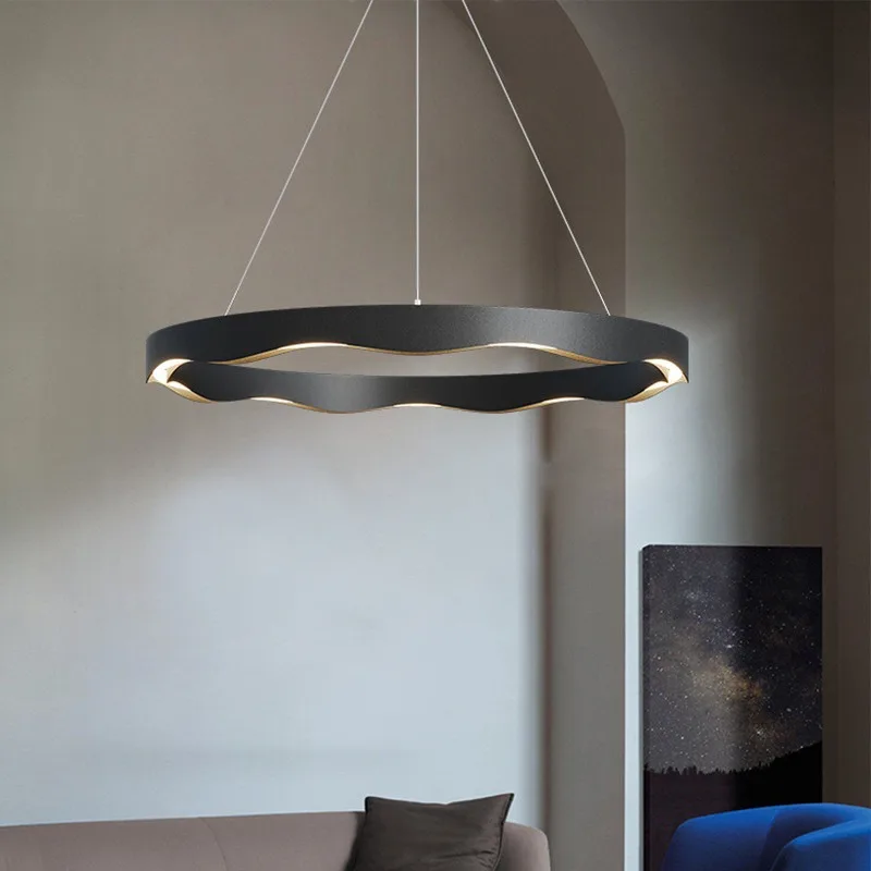 

Светодиодная Подвесная лампа, украшение для гостиной в скандинавском стиле с регулируемой яркостью, кольцо для фойе, золотистого цвета