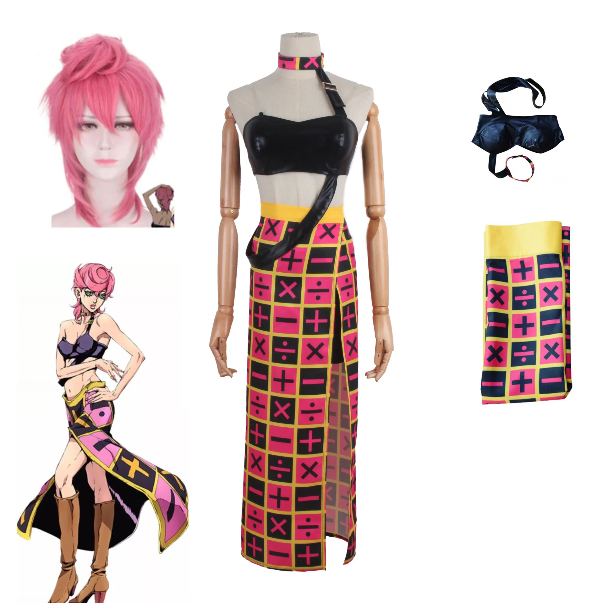 

Anime JoJo's Bizarre Adventure Trish Una Costume Cosplay Wig Halloween Uniform Anime Outfits Carnival Suit For Women