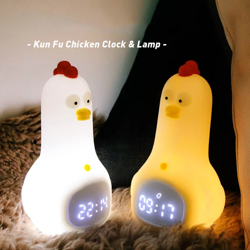 

Night Light for Kids Room Cute Chicken Lamp Alarm Clock Dimming Nightlight Nursing Led Gift Baby Child Wife Bedside Decoration