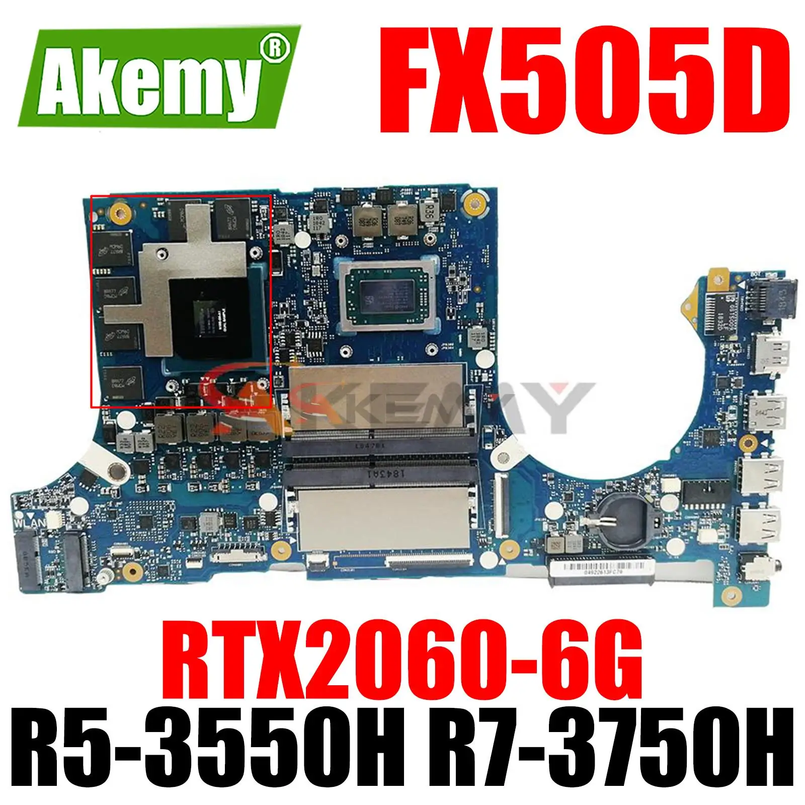 

Notebook FX505D Mainboard for ASUS FX505DU FX505DV Laptop Motherboard AMD R5-3550H R7-3750H RTX2060-6G