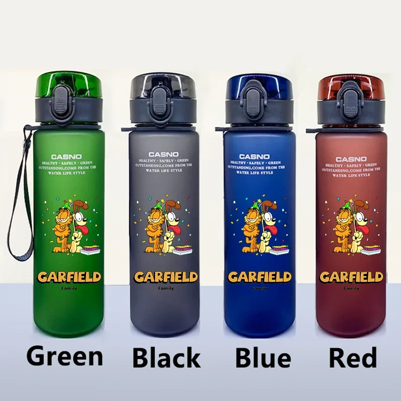 560ML Children's The Garfield Show Leak Proof Water Cup Outdoor Travel Portable Large Capacity Plastic Bottle