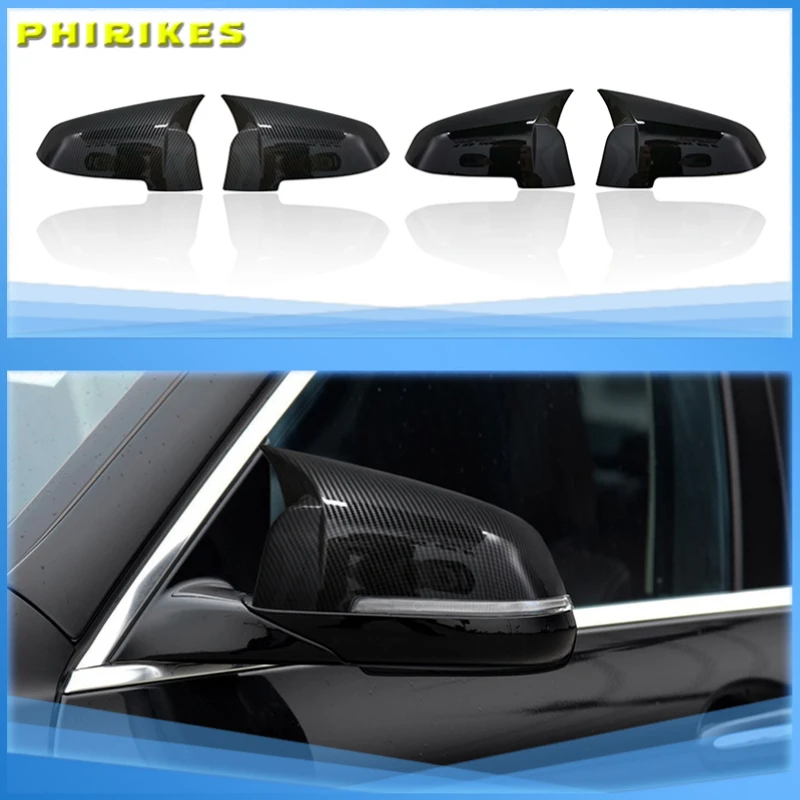 

Черная зеркальная Крышка для BMW 5 6 7 Series F10 F11 F18 F07 F12 F13 F06 F01 F02 LCL, зеркальная крышка из углеродного волокна с узором