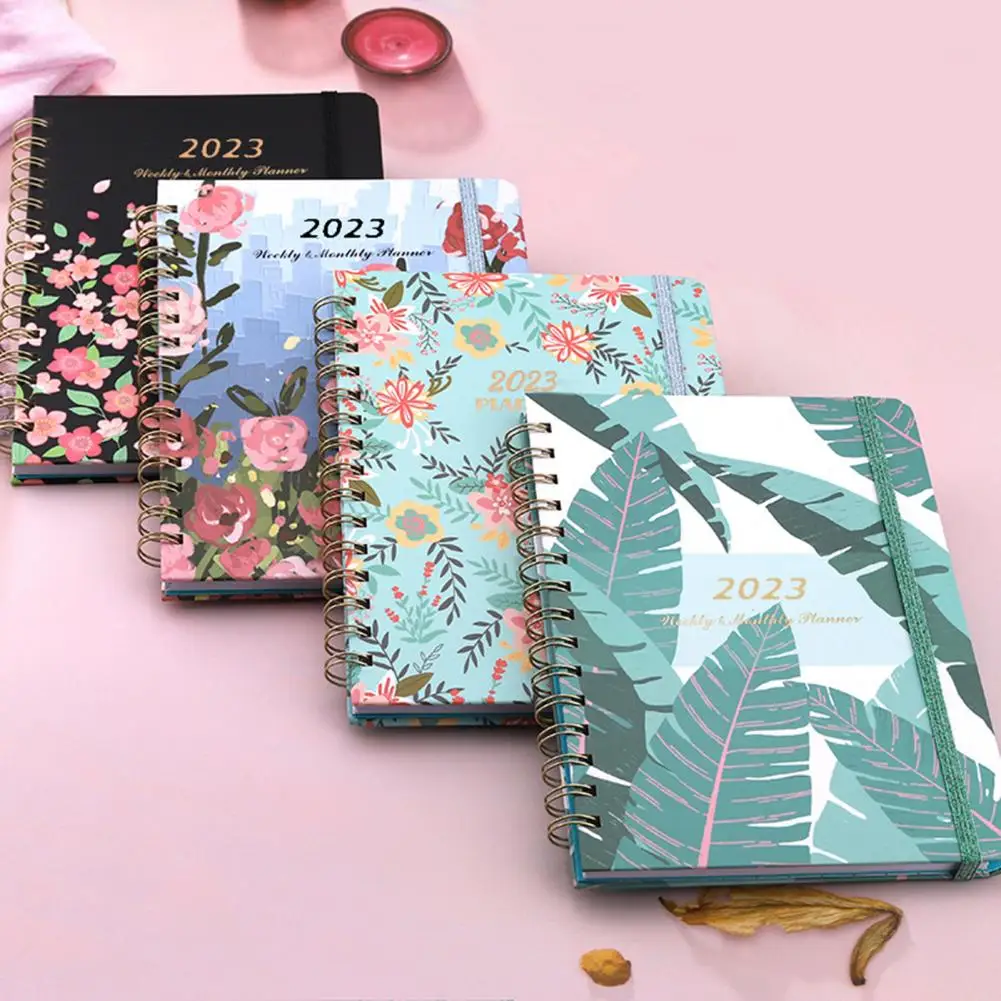 

Calendar Notepad Excellent Flower 2023 A5 Wire-O Binding English Version Weekly Planner Notebook Stationery Schedule Book