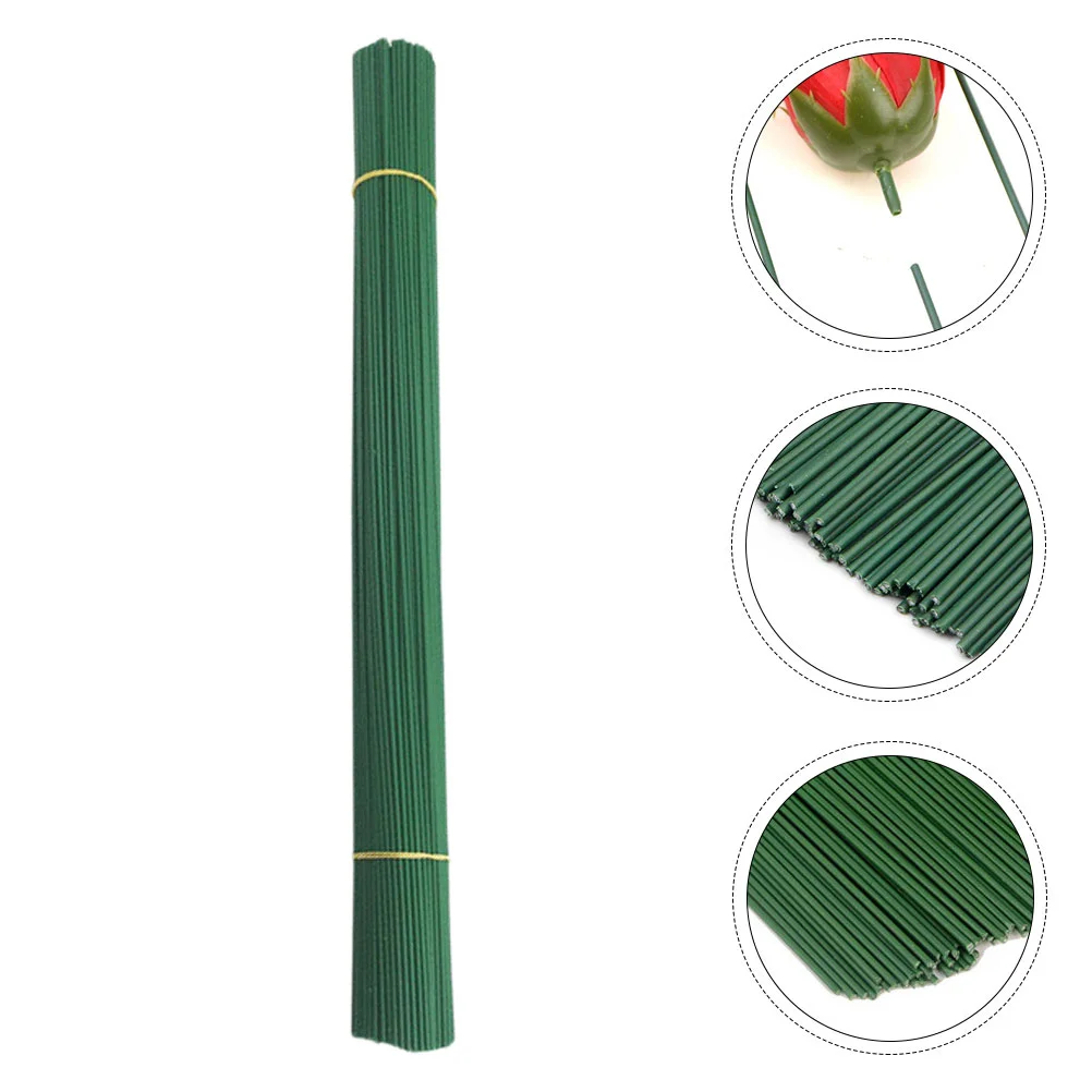 

100pcs 19cm Artificial Flower Stem Iron Wire Supply for Flower Shop (Green)