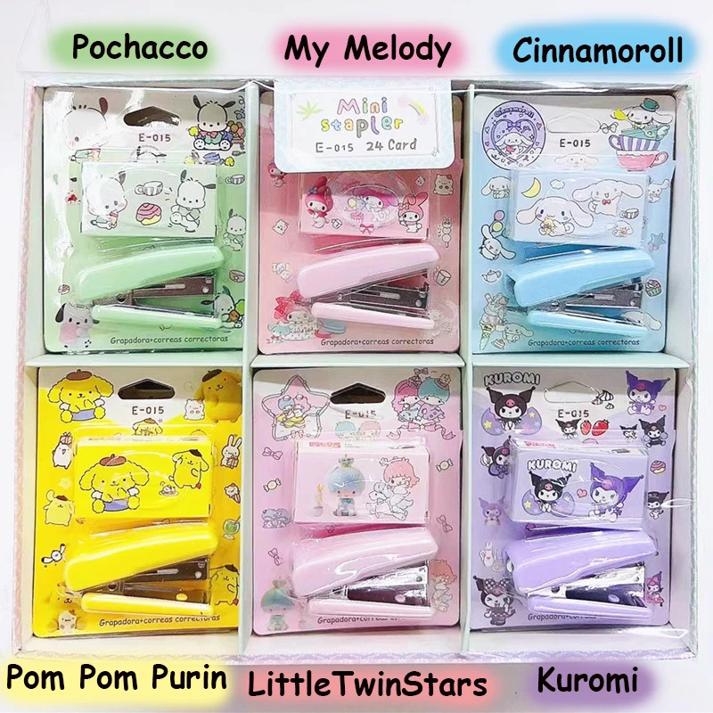 Sanrio Kawaii Pochacco Stapler My Melody Cinnamoroll Kuromi Student Stationery Cartoon Portable Mini Stapler Office Supplies images - 6