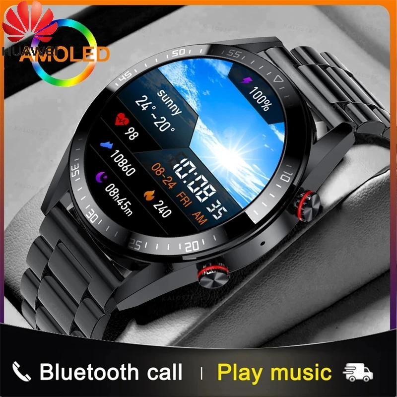 

Huawei 454*454 Screen Watch Weather Display Smart Watch Display The Time Bluetooth Call Local Music Smartwatch For Mens Android