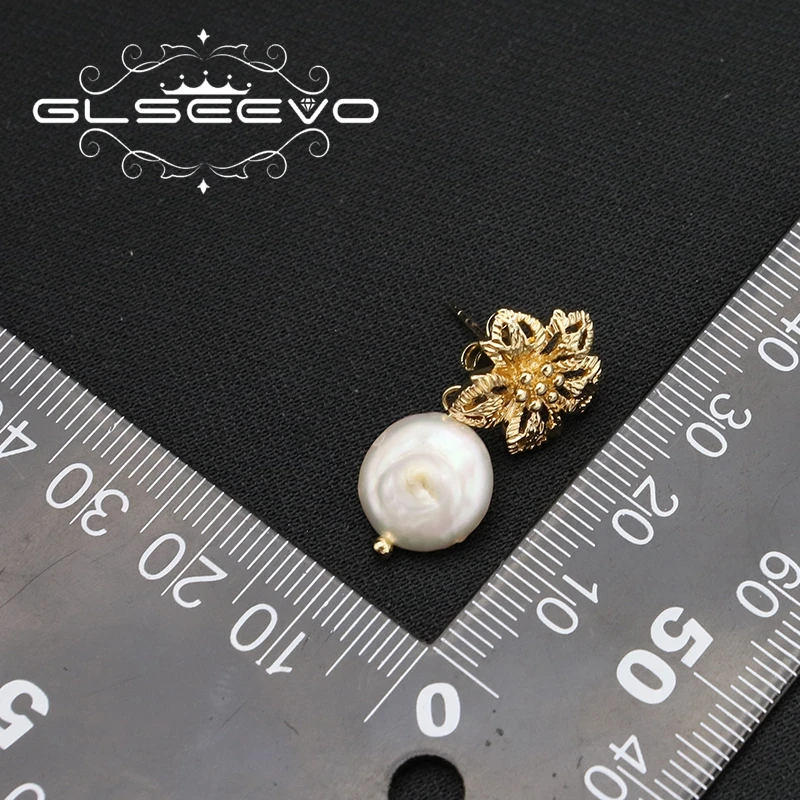 Модные полые металлические цветы GLSEEVO барокко жемчуг женские серьги-подвески