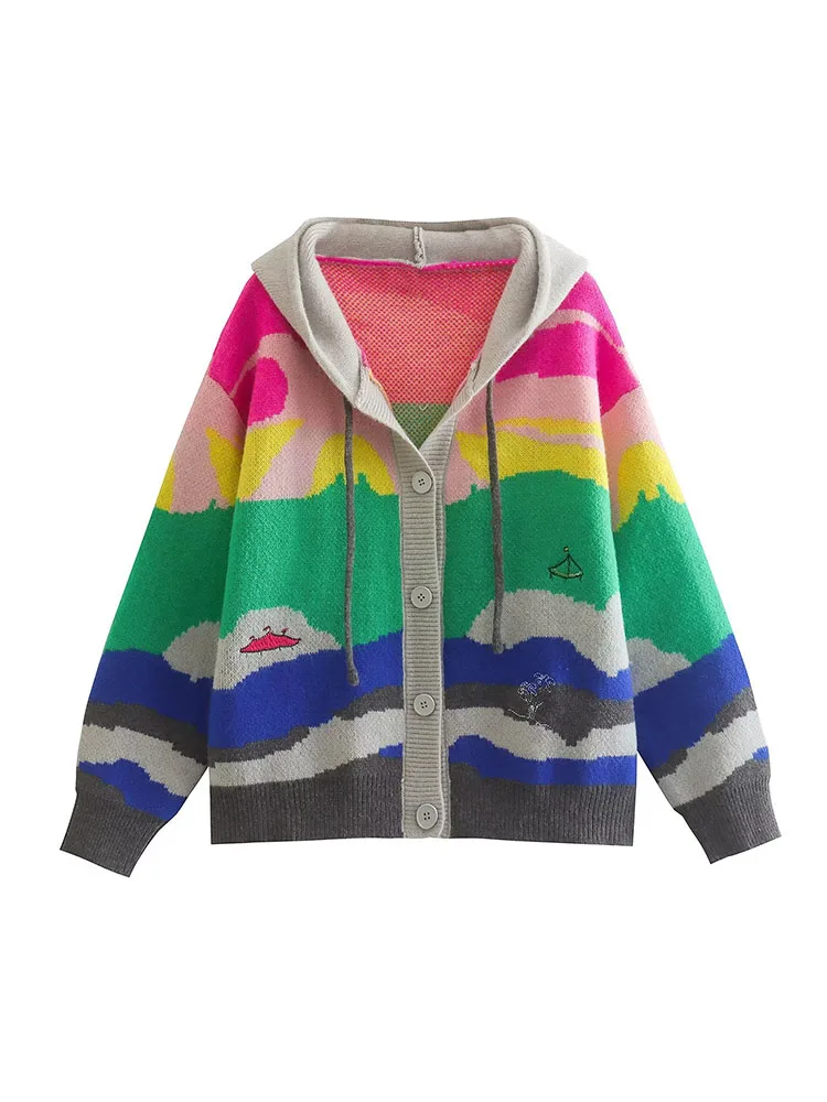 

Женский кардиган в полоску BSK & ZA & TRF, винтажный Кардиган с длинным рукавом и пуговицами, верхняя одежда, шикарные топы, новинка 2022