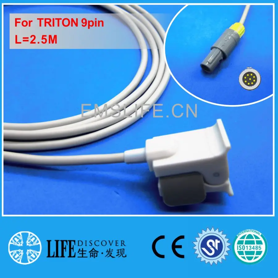 Многоразовый мягкий Датчик spo2 на палец для мониторинга пациента TRITON 9pin