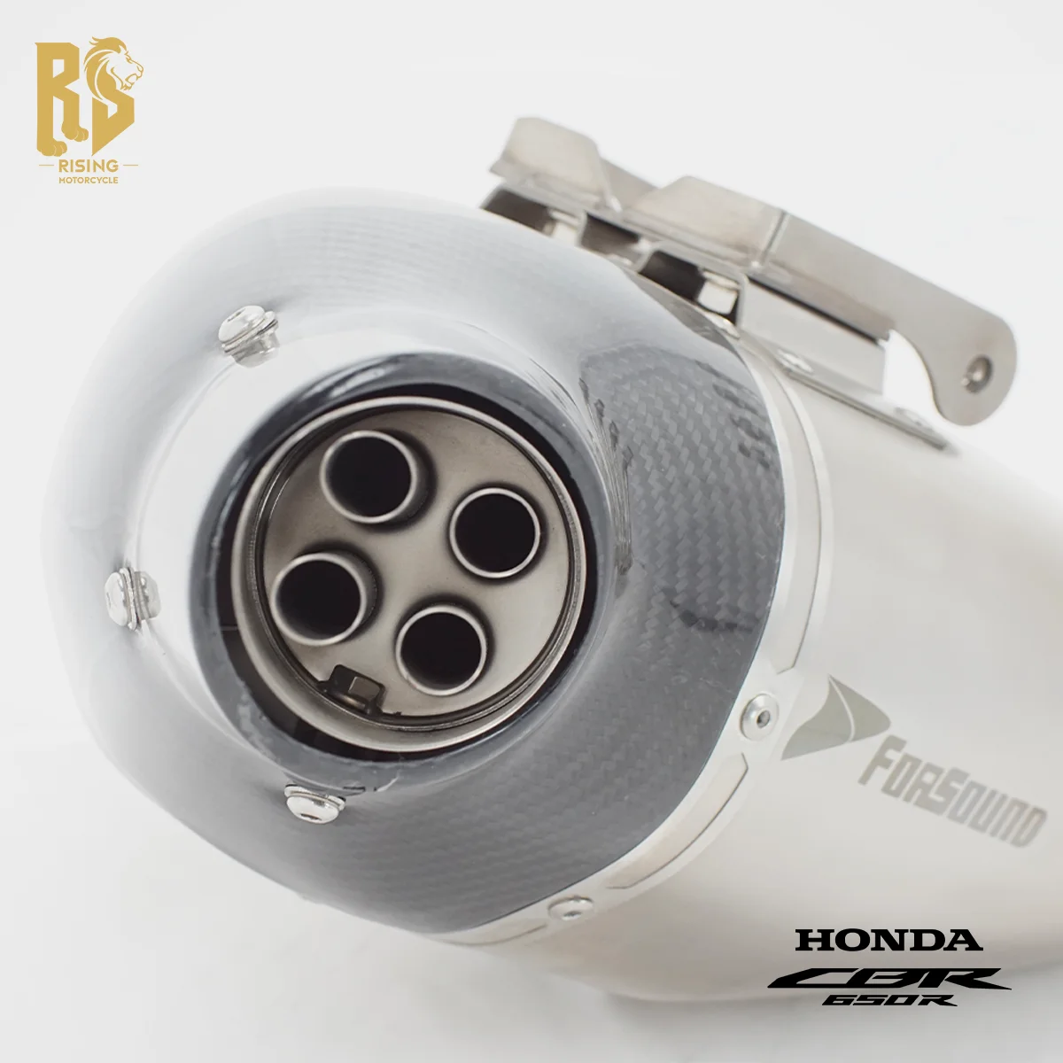 Фото Для CBR650R/F CB650R: полноразмерная выхлопная труба из углеродного волокна с нижним выходом, для езды по горным трассам и коммутинга, модификация 2014-2026 гг. №2