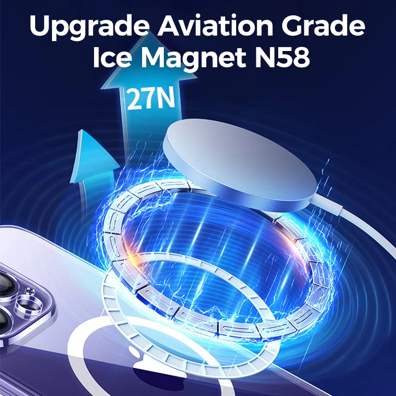 Joyroom Magnetic Case For iPhone 14 13 12 ProMax Transparent Cover For iPhone 13 Pro Max Case Wireless Charger Magnet Back Cover