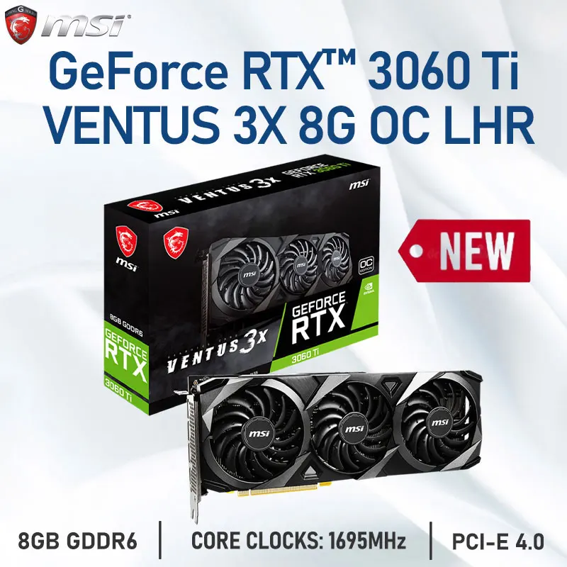 

MSI Raphic Cards GeForce RTX 3060 Ti VENTUS 3X 8G OC LHR 8GB GDDR6 Graphics Card 256-bit DP HDMI-Compatible PCI-E 4.0 GPU 3060