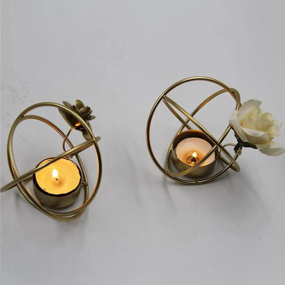 Elegant Iron Art Geometric Hollow Ball Candle Holder Europea