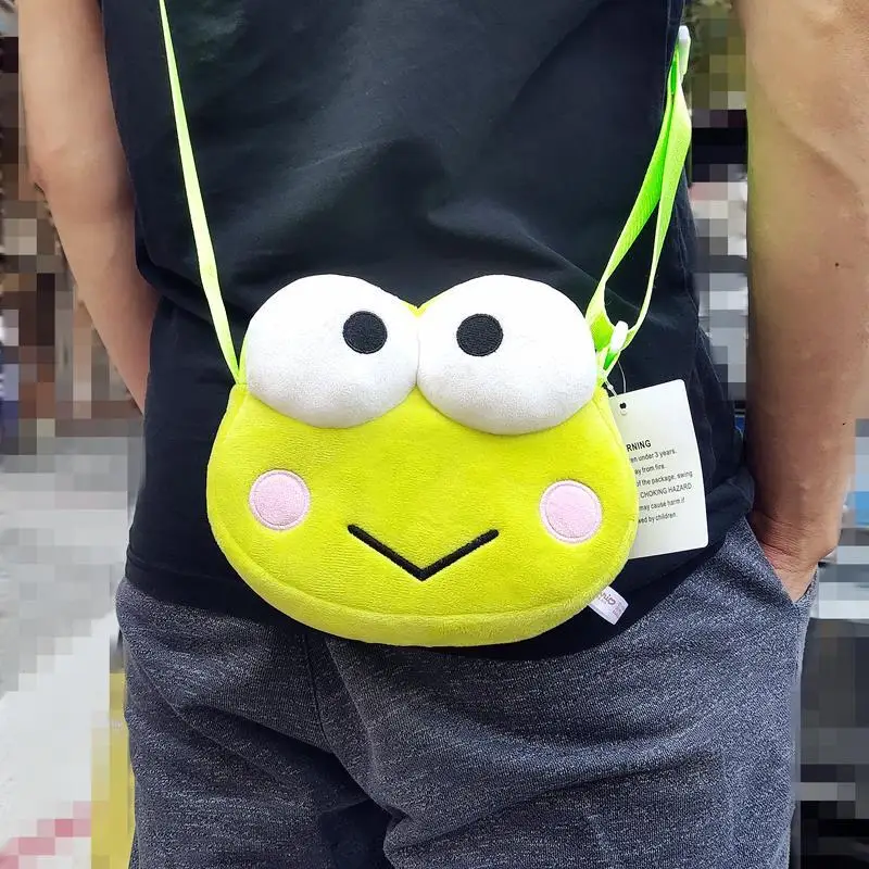

Sanrio Kerokerokeroppi Messenger Bag Frog Plush Doll Zero Wallet Cartoon Green Frog Mobile Phone Bag Children's Small Bag