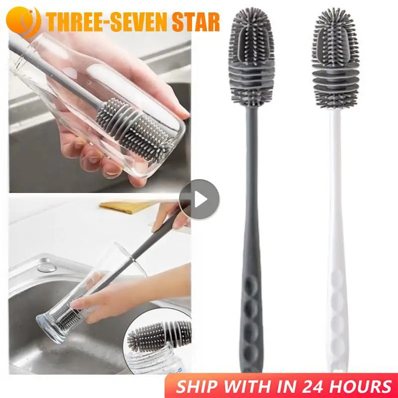 

Silicone Cup Brush Cup Scrubber Glass Cleaner Kitchen Cleaning Tool Long Handle Drink Wineglass Bottle Glass Cup Cleaning Brush