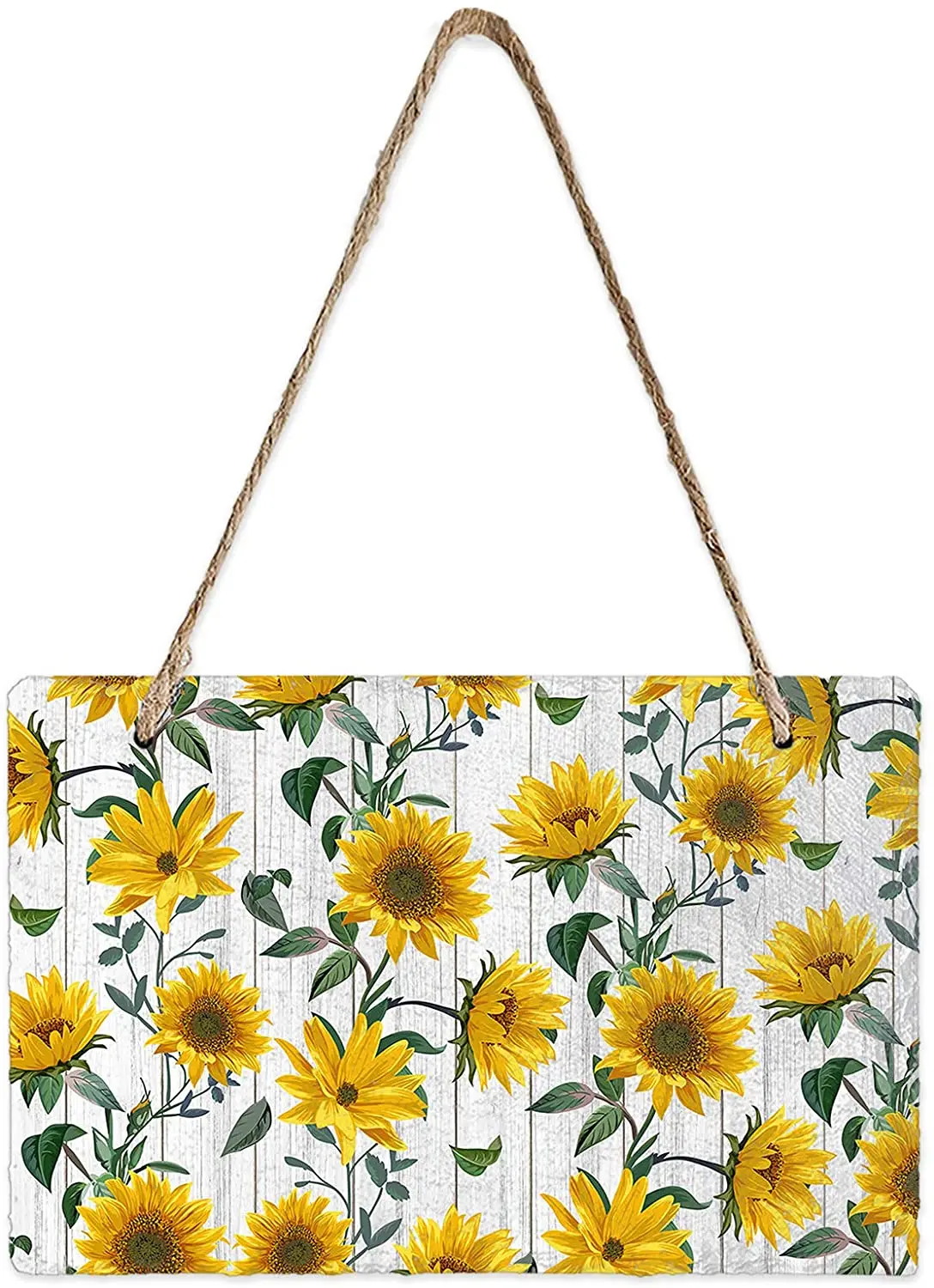 

Wall decor sunflower leaves summer wall sign wood sign with rope retro wood board DIY hanging door sign room decor