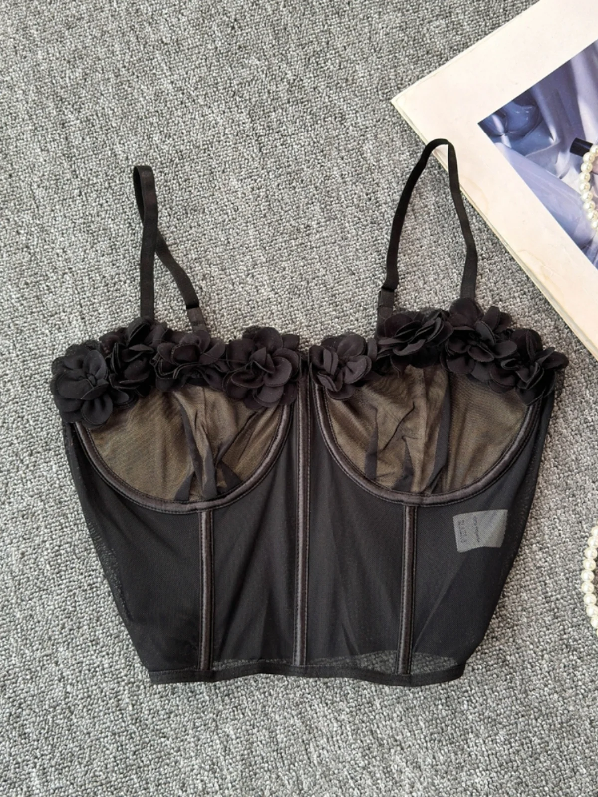 Френч-слинг с трехмерным цветочным рисунком сетчатая прозрачная слинг запахом