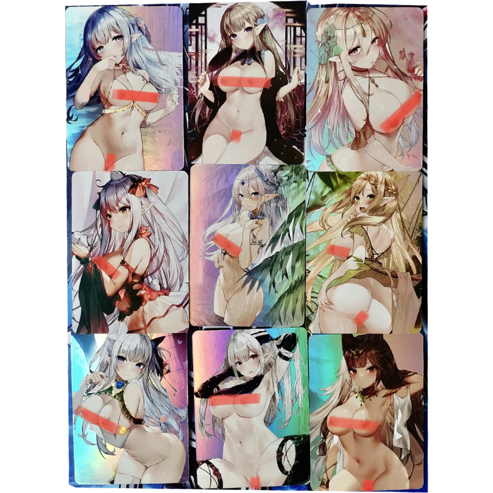 

9Pcs/set Anime Girls Flash Card ACG Sexy Kawaii Azur Lane Fate/grand Order Game Anime Collection Cards Gift Toy Gift for Friends