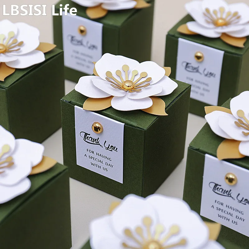 

LBSISI Life 20pc Flower Wedding Candy Boxes Birthday Baby Shower Party For Nougat Cookies Chocolate Gift Packaging Decoration