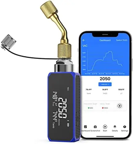 

Digital Manifold Gauge 1/4" SAE, 2 Wired Temp clamp Probes, Temp. Compensation, High/Low Side Subcool Superheat for A/C R410