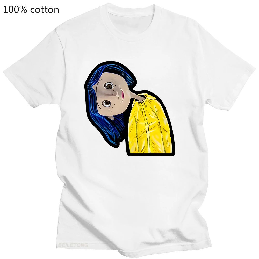 

T-shirt Coraline T Shirts Horror Fantasy Animation Movie Tops Tees Women Cartoon Summer Short-sleeved T-shirt 100% Cotton Print