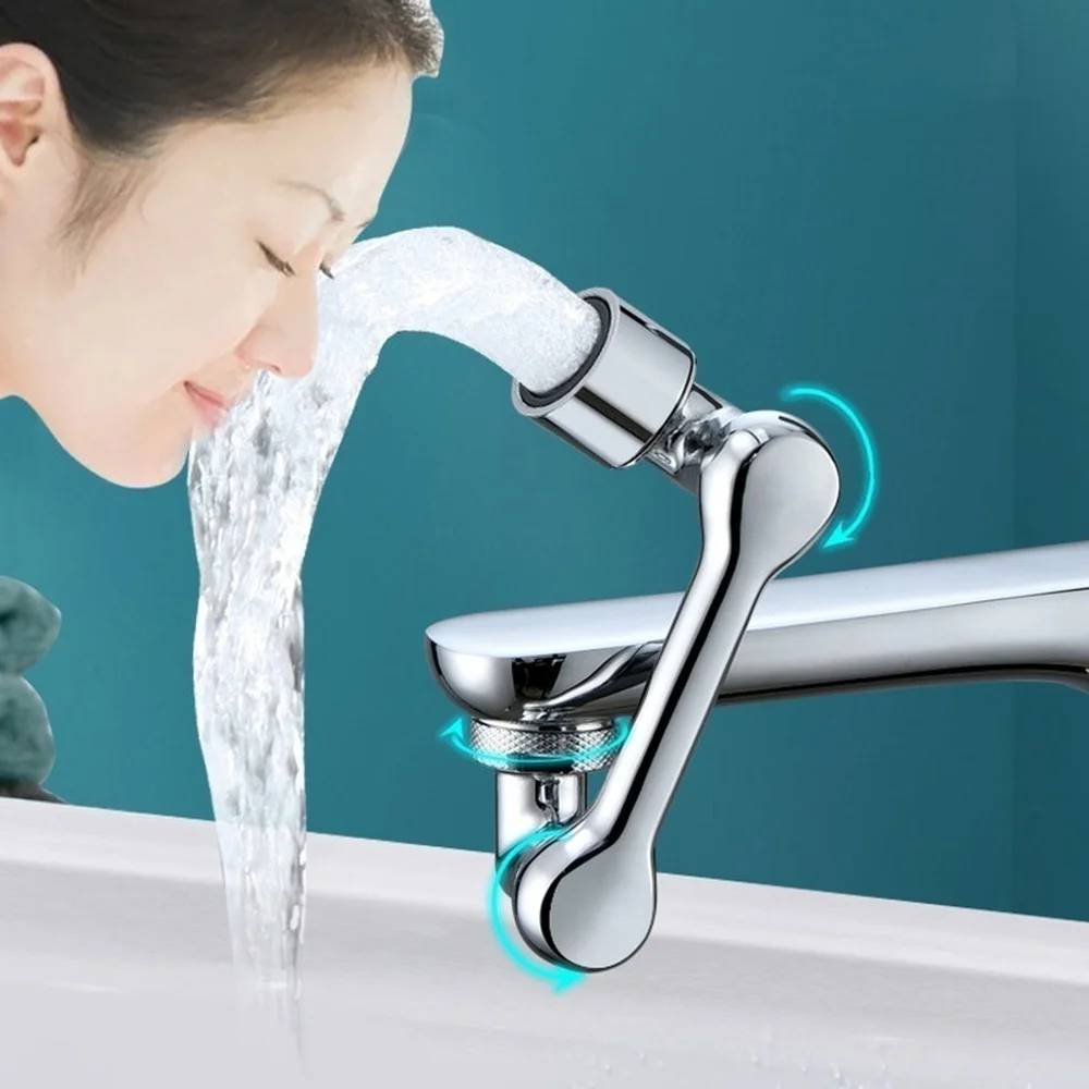 New 1080 Degree Rotatable Extension Faucet Sprayer Head Universal Bathroom Tap Extend Adapter Aerator 2 Modes Faucet Extender
