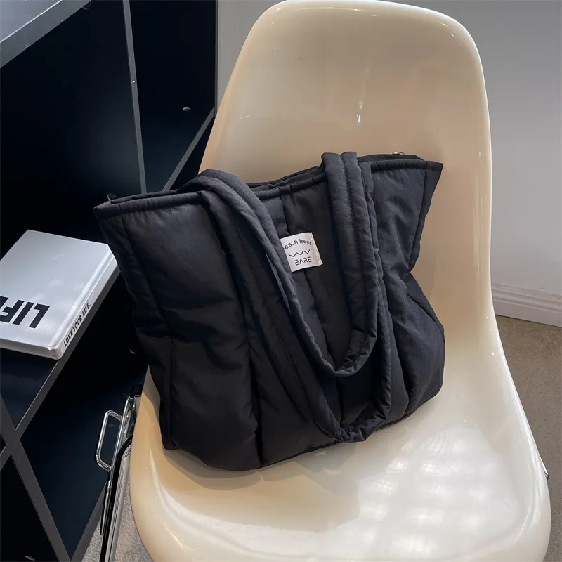 

Large Capacity Cotton Clothing Tote Bag 2023 Simple Shoulder Bag Handbag Winter Embroidery Commuter Big Tote Handbag