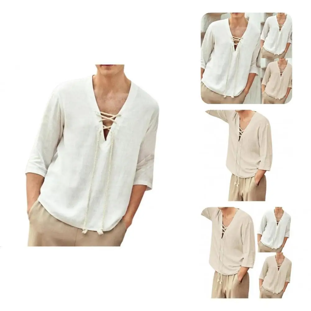 

Fabulous Men T-shirt Pure Colors Colorfast Men Shirt All Match Men Shirt