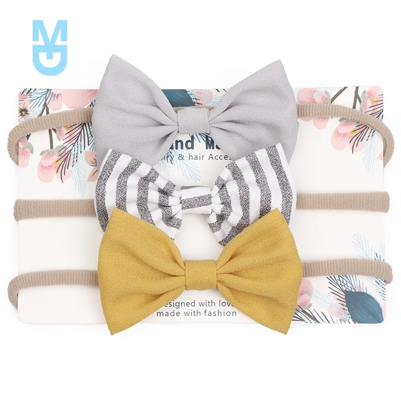 

New 3pcs/lot Cute Bow Baby Headband for Girl Nylon Head Bands Turban Newborn Headbands Hairbands for Kids Baby Hair Accessories