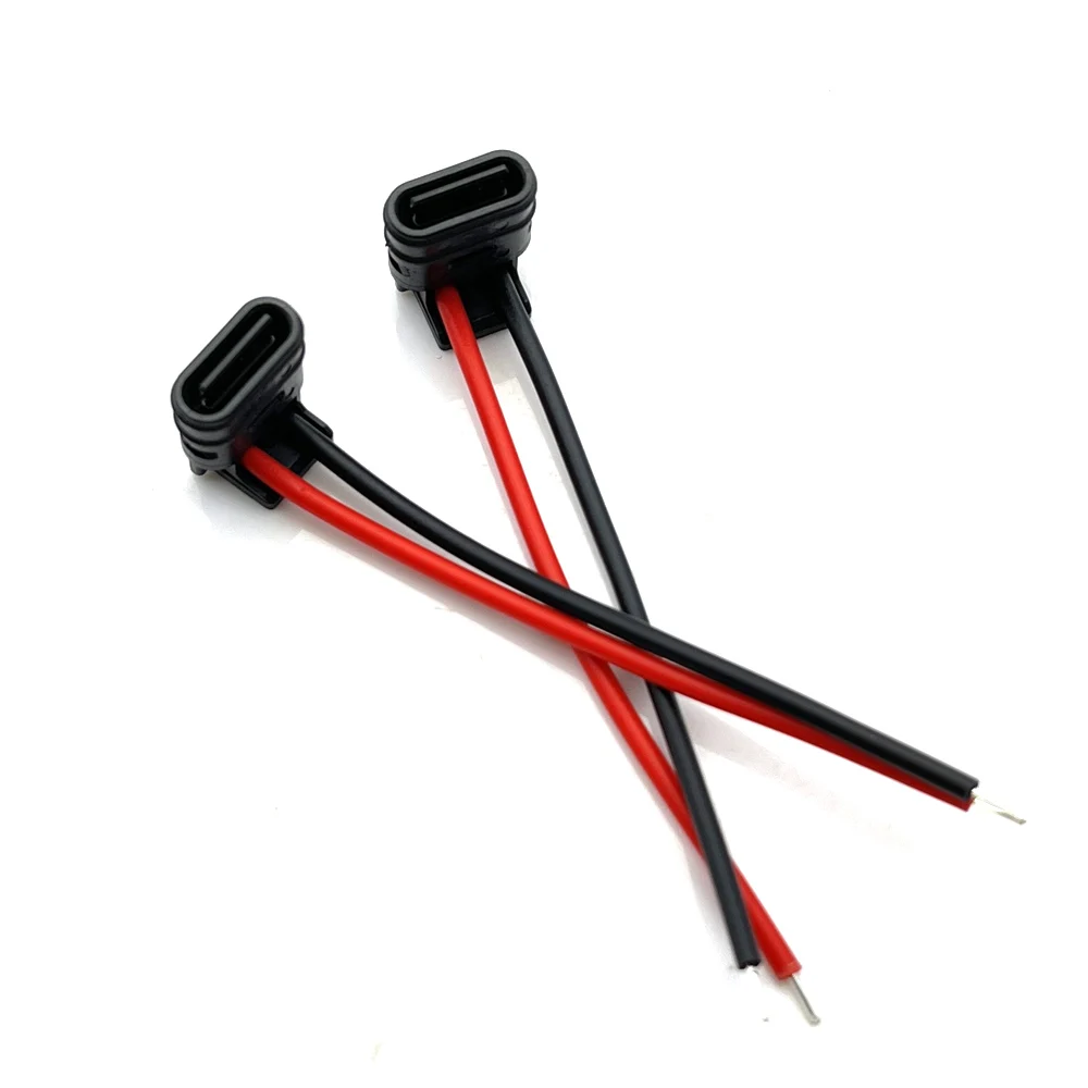 

20pc TYPE C 4 Pin Waterproof Female USB C Socket Port welding wire shrinking Fast Charge Charging Interface socket USB Connector