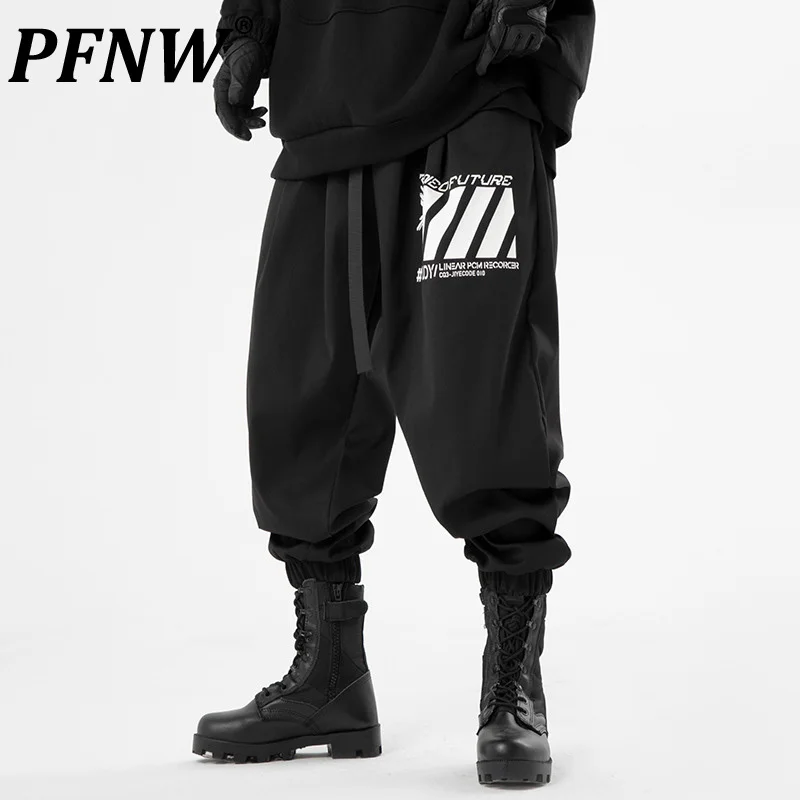 

PFNW Heavy Industry Autumn New Fashion Overalls Buckle Ribbon Leggings Men Darkwear Women Loose Punk Harlan Cargo Pants 12Z4096